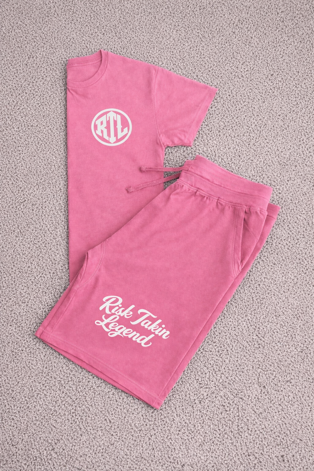 Risk Takin Legend Pink & white Signature Set (Tee & Shorts)