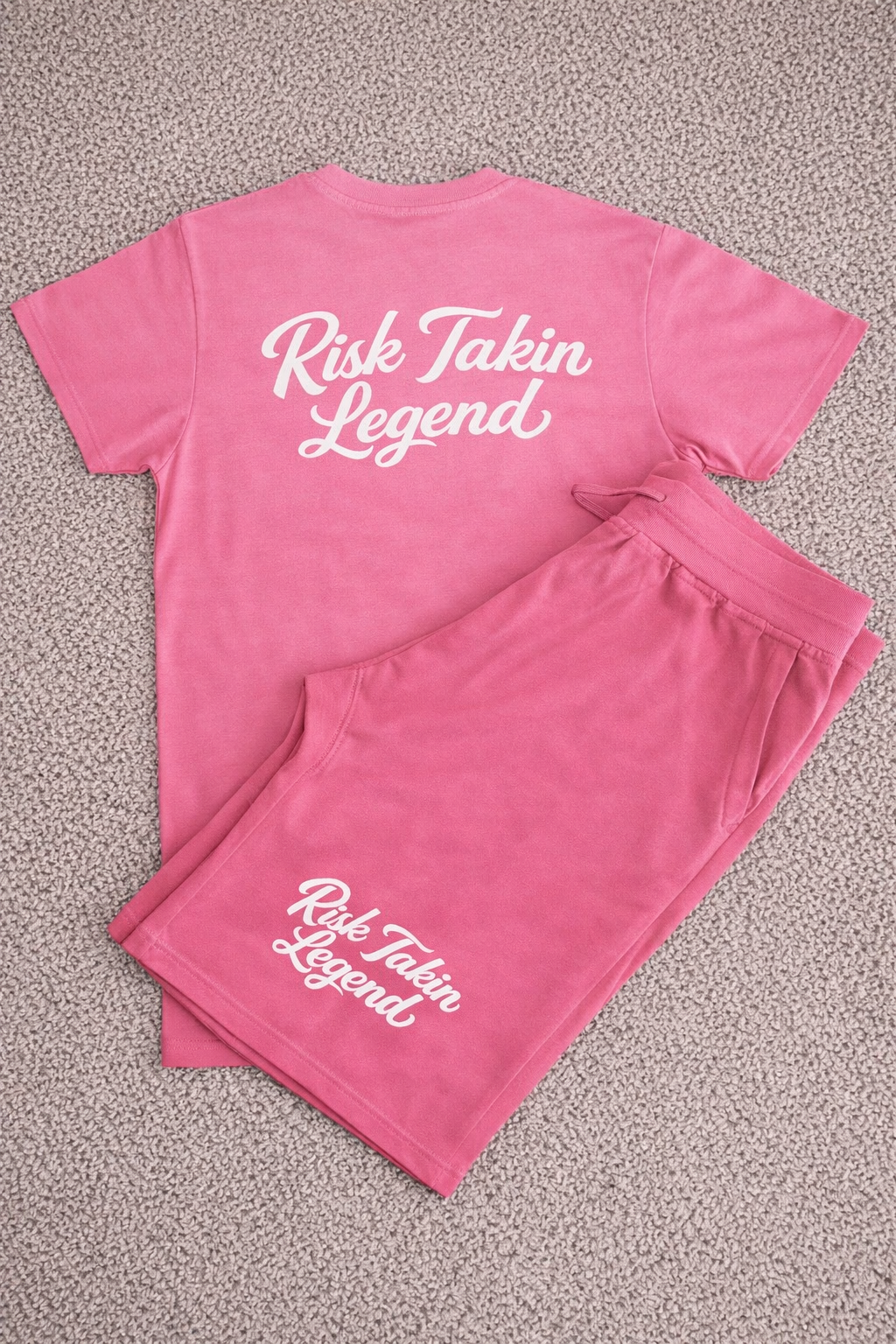 Risk Takin Legend Pink & white Signature Set (Tee & Shorts)